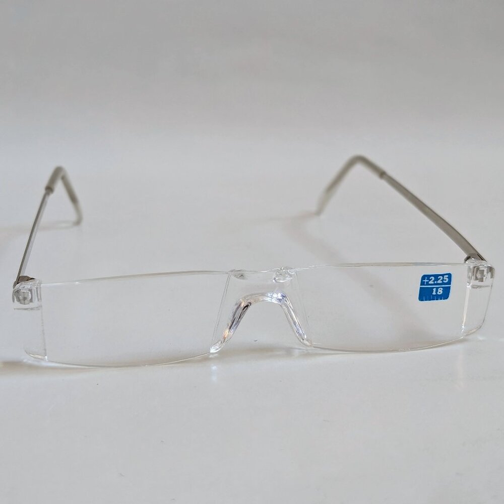 NWT Vintage 90's Small Rectangle Rimless Half Frame Reading Glasses (Silver)